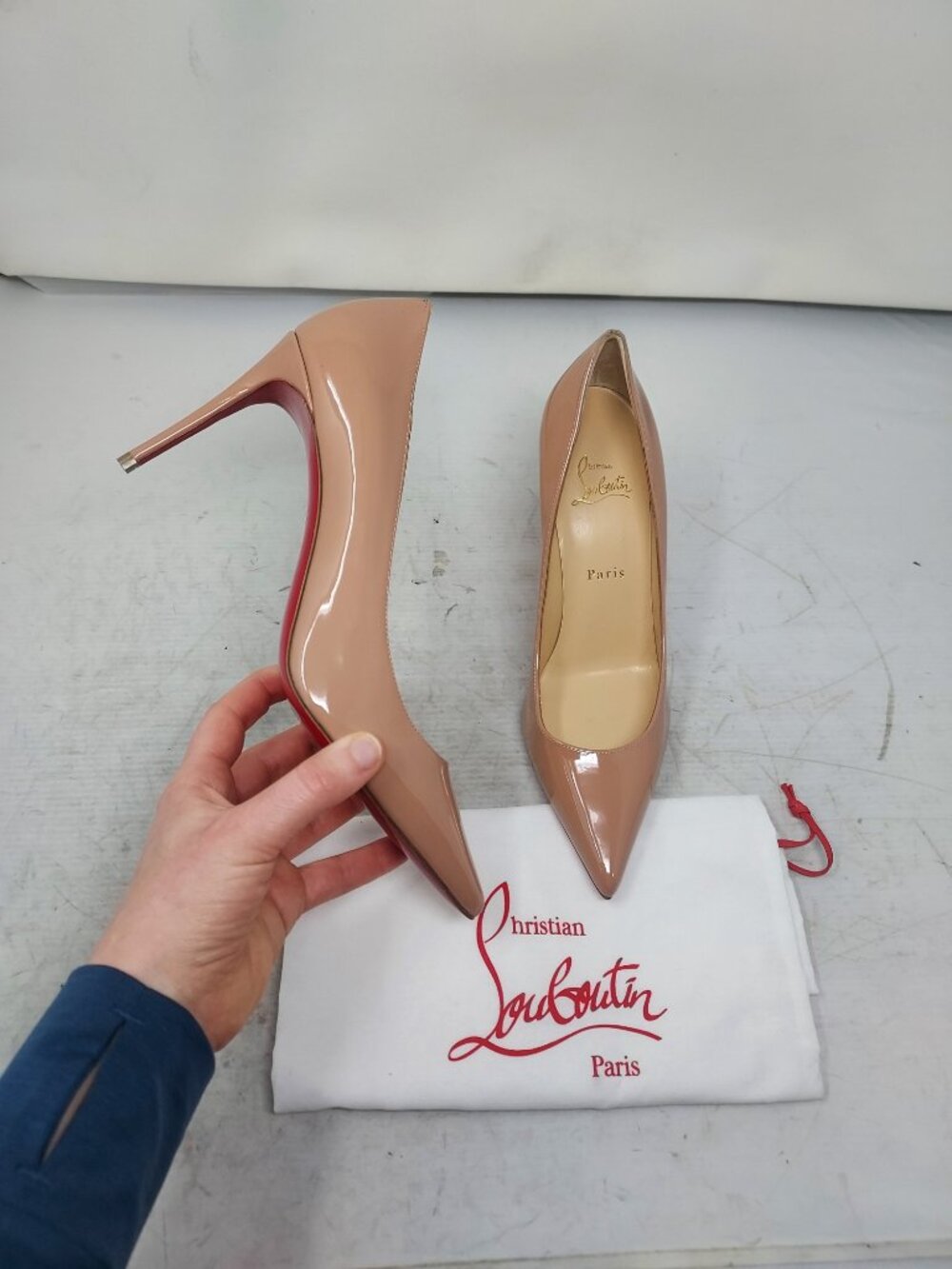 Christian Louboutin Kate Nude Patent Heel Pump
